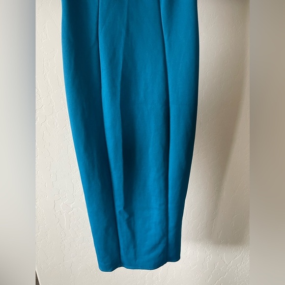 ASOS|Teal Midi high neck pencil dress with cut out back and shoulder detail••• - Picture 7 of 14